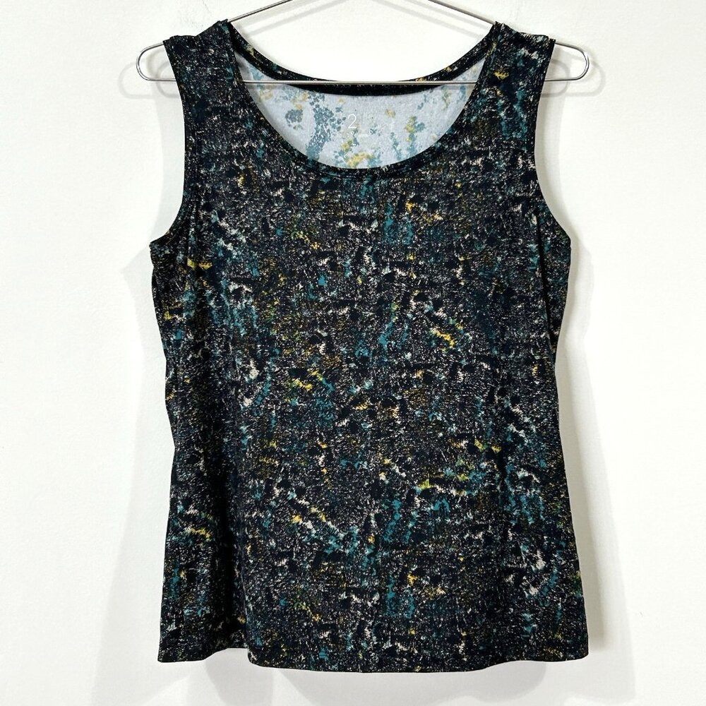 VTG 212 COLLECTION Abstract Print Stretch Sleeveless Blouse Top WOMENS Small